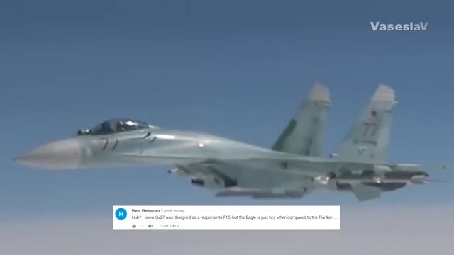 Перехват Су-27 истребителя НАТО F-15 - Комментарии иностранце