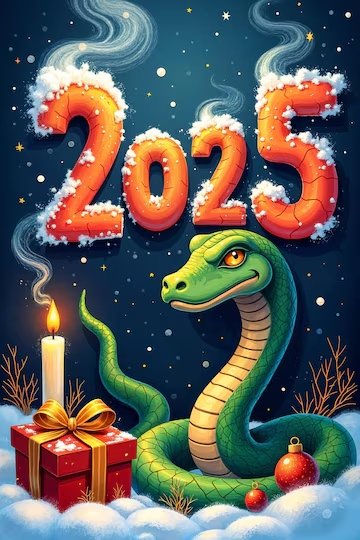 Vibrant-illustration-snake-with-christmas-theme