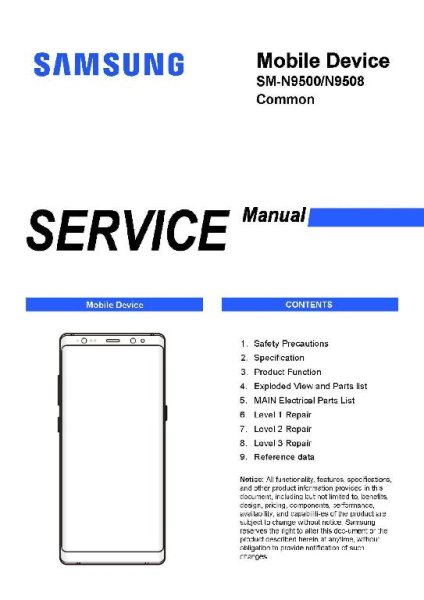 Service manual Samsung Galaxy Note 8 SM-N9500, SM-N9508