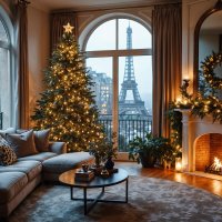 Christmas-interior-tree-paris-view-window-novyi-god-rozhdest