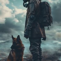 Post-apocalypse-man-with-dog-and-cloudy-day-301124