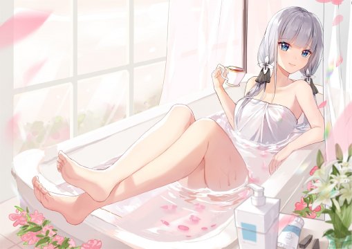 Azur-lane-vanna-chashka-voda-devushka