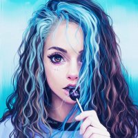 blue-hair-women-looking-at-viewer-artwork-drawing-blu