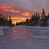 Закат в зимнем лесу