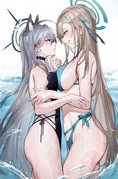 asuna shiroko and shiroko terror blue archive drawn by qia