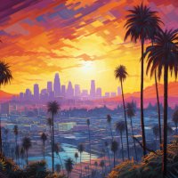 Sunset-over-los-angeles-painting-free-photo